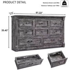 Commode de chambre Sincido à 8 tiroirs, commode haute de 155 cm de style ferme avec colonnes romaines