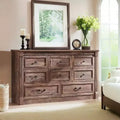Sincido 8 Drawers Dresser for Bedroom, Farmhouse 61 Wide Tall Dressers w/Roman Column