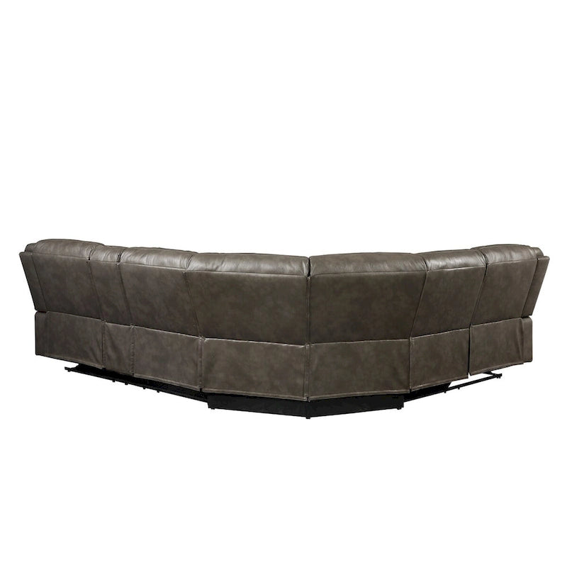 Sectionnel inclinable en similicuir rembourré de couleur taupe