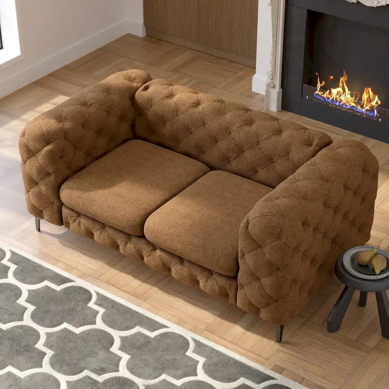 Corvus Chesterfield Aosta Tufted Velvet Loveseat