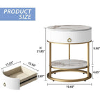 Table d'appoint ronde avec tiroir - 49,99P x 49,99L x 55,50H