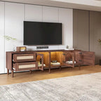 Dark Brown Rattan TV Stand for up to 80" TVs