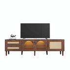 Dark Brown Rattan TV Stand for up to 80" TVs