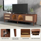 Dark Brown Rattan TV Stand for up to 80" TVs