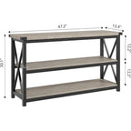 47.2 3 Tier Narrow Entryway Table, Console Table with Metal Frame