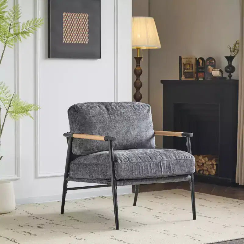 Fauteuil d'appoint rembourré Christopher Knight Home Varsts en bois et métal, style moderne