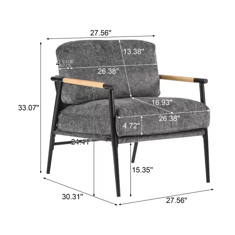 Fauteuil d'appoint rembourré Christopher Knight Home Varsts en bois et métal, style moderne