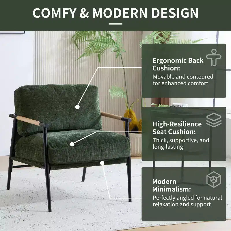 Fauteuil d'appoint rembourré Christopher Knight Home Varsts en bois et métal, style moderne