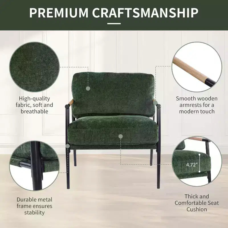 Fauteuil d'appoint rembourré Christopher Knight Home Varsts en bois et métal, style moderne
