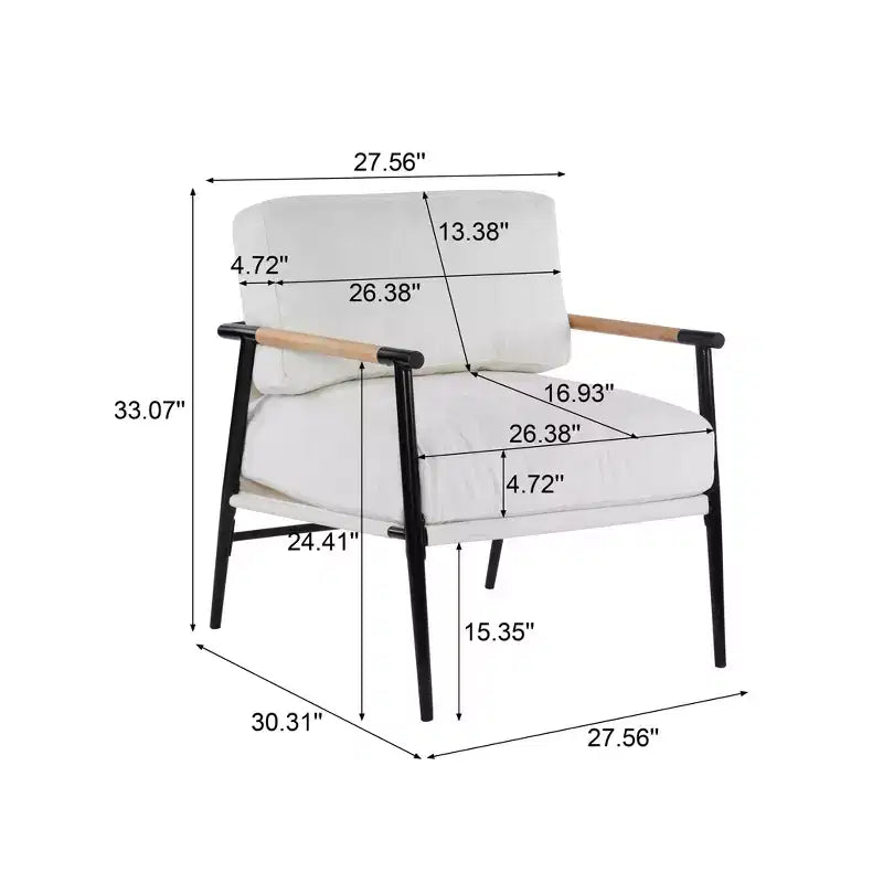Fauteuil d'appoint rembourré Christopher Knight Home Varsts en bois et métal, style moderne