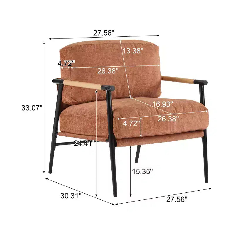 Fauteuil d'appoint rembourré Christopher Knight Home Varsts en bois et métal, style moderne