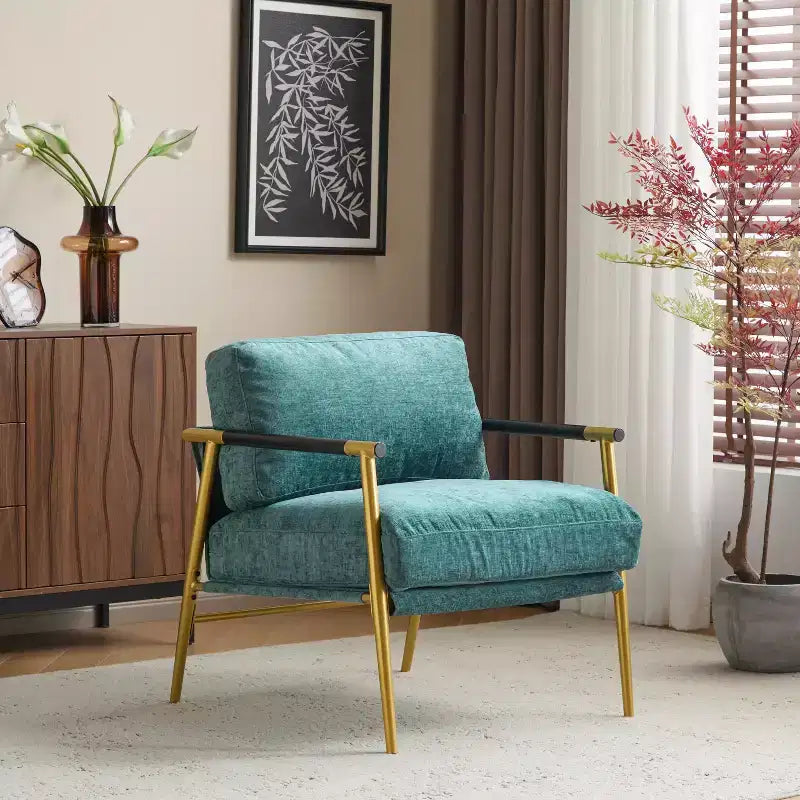 Fauteuil d'appoint rembourré Christopher Knight Home Varsts en bois et métal, style moderne