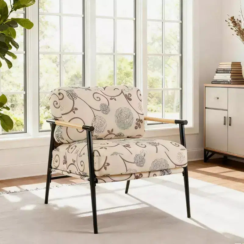 Fauteuil d'appoint rembourré Christopher Knight Home Varsts en bois et métal, style moderne