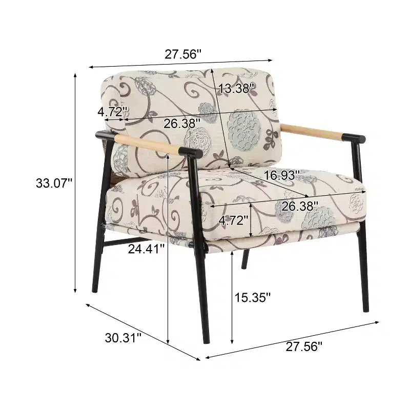 Fauteuil d'appoint rembourré Christopher Knight Home Varsts en bois et métal, style moderne