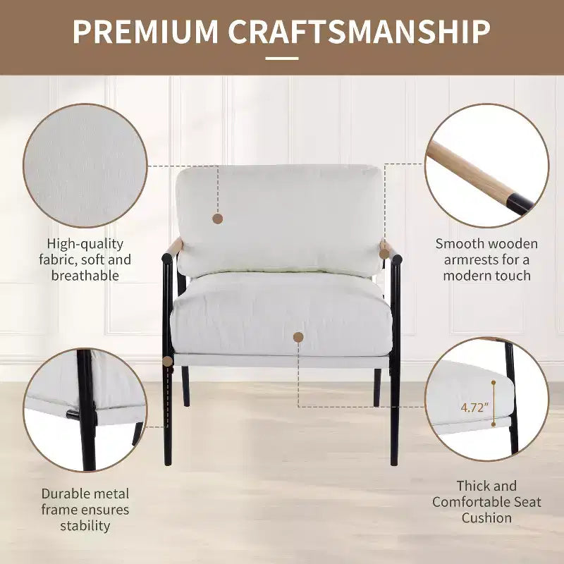 Fauteuil d'appoint rembourré Christopher Knight Home Varsts en bois et métal, style moderne