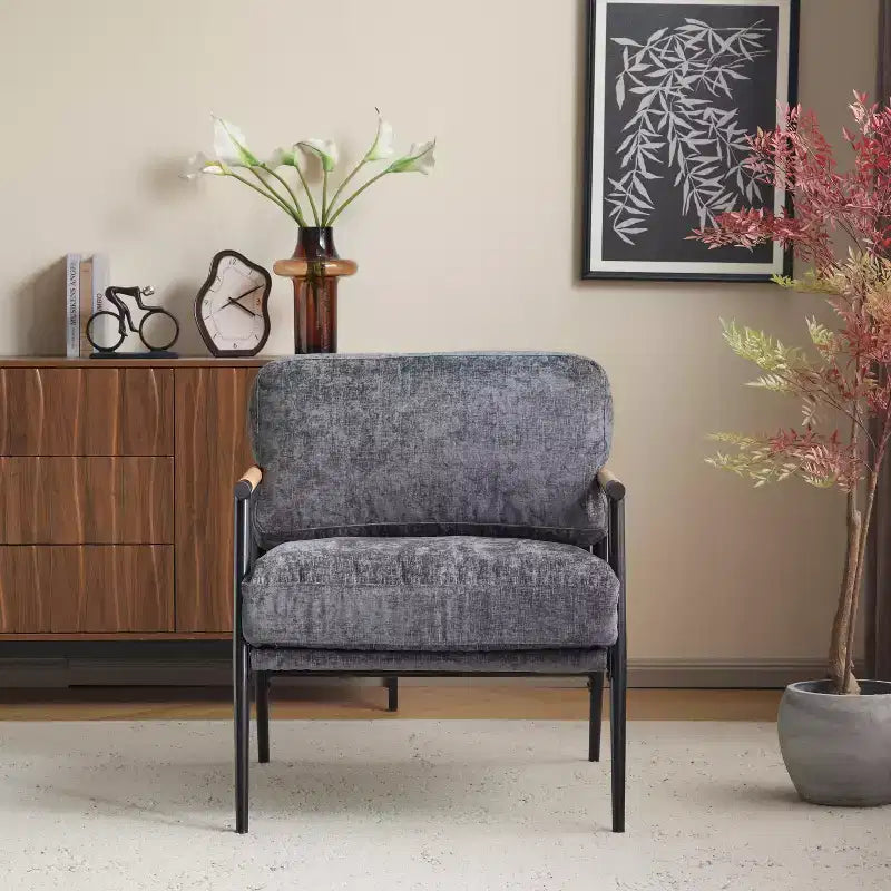 Fauteuil d'appoint rembourré Christopher Knight Home Varsts en bois et métal, style moderne