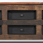 Table basse Wilton en bois brun avec 12 tiroirs en métal noir