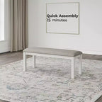 Banc de salle à manger capitonné Signature Design by Ashley Robbinsdale avec garniture cloutée, blanc antique