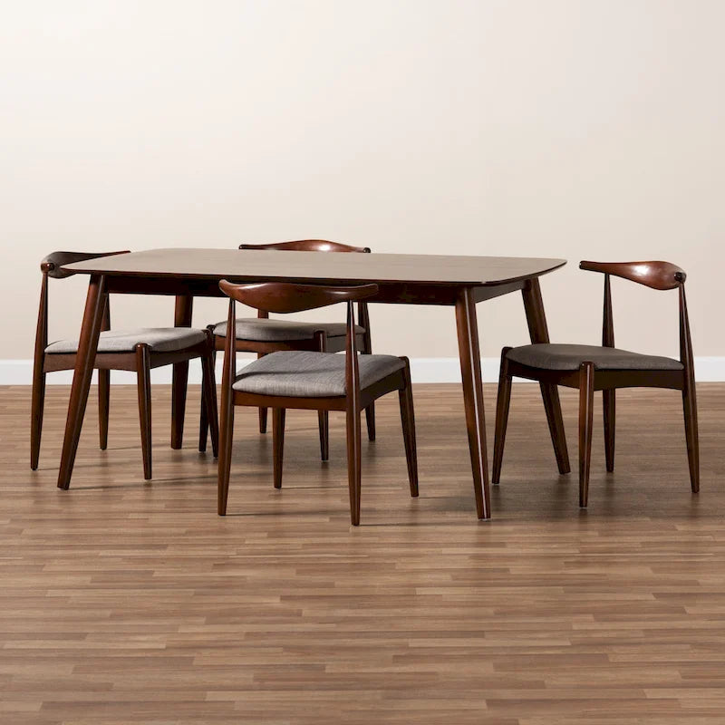 Walnut Brown 5-Piece Dining Set for 4