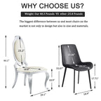 Luxury White PU Leather Dining Chairs with Mirrored Silver Cabriole Legs