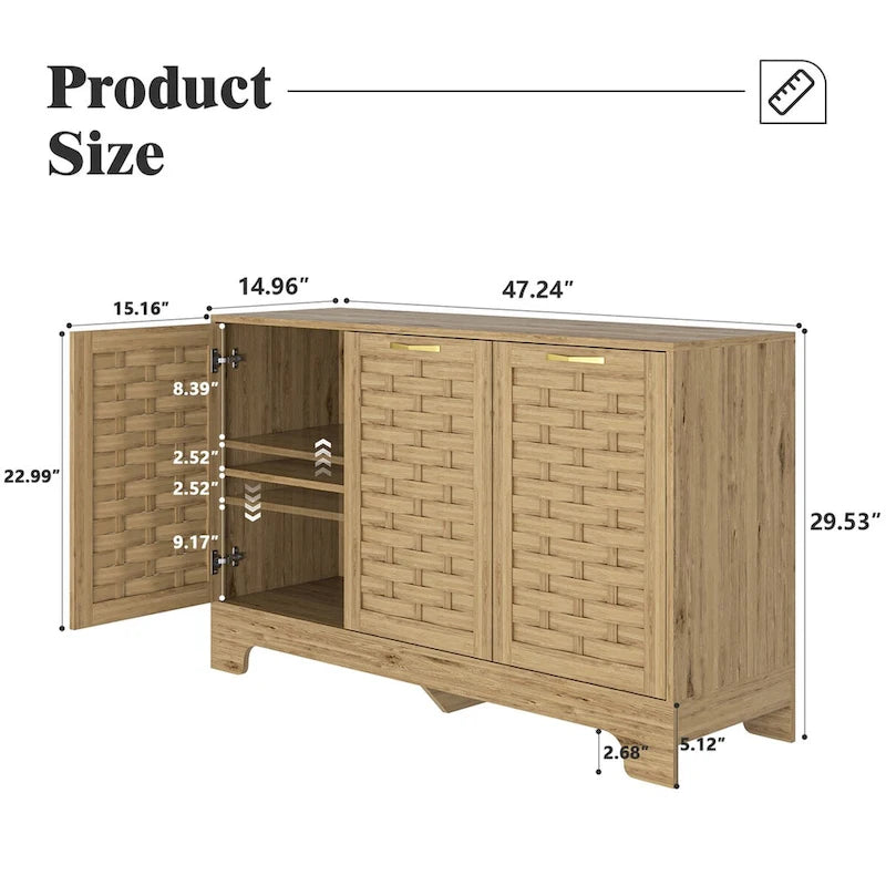 Buffet en bois avec étagère réglable