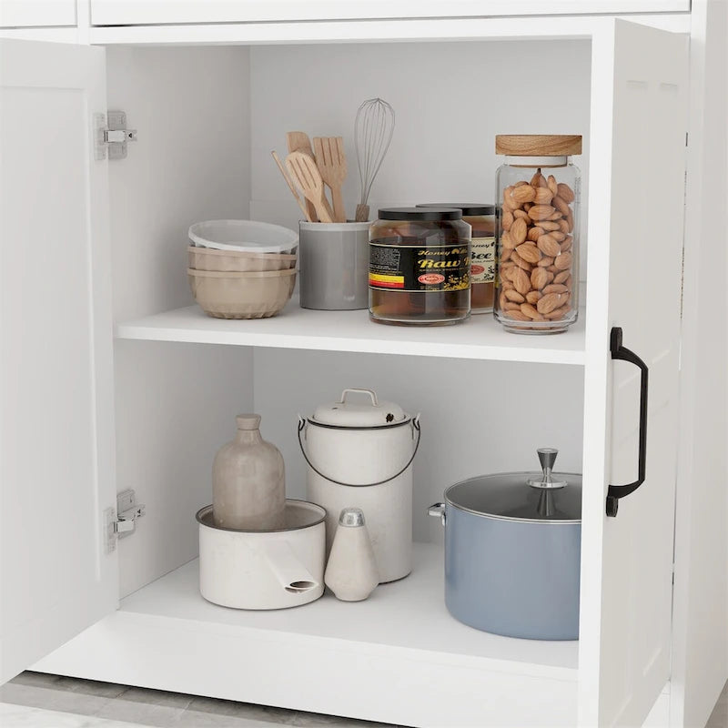 Farmhouse Buffet Cabinet Storage Sideboard with 2 Drawers and 4 Doors