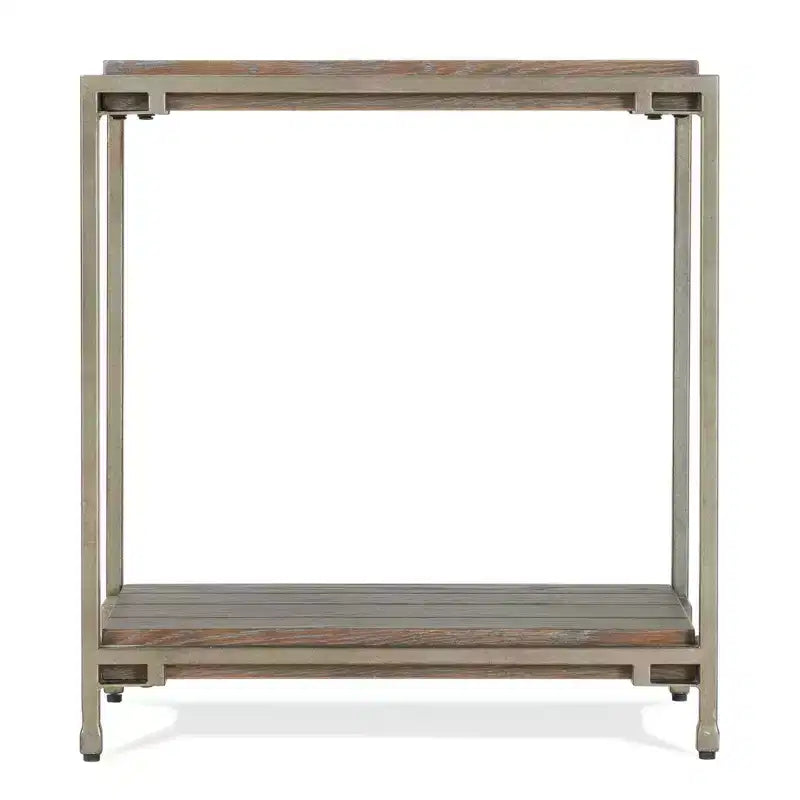 Table d'appoint de salon Roundhill Furniture Corbeta avec cadre en métal, plateau en bois et étagère, Graphite vieilli