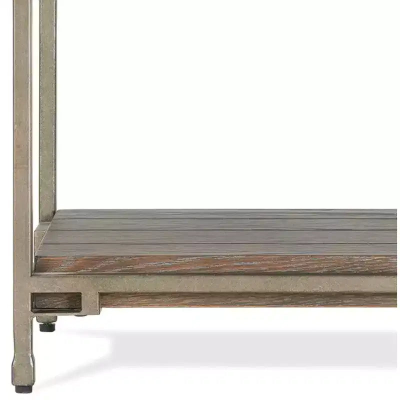 Table d'appoint de salon Roundhill Furniture Corbeta avec cadre en métal, plateau en bois et étagère, Graphite vieilli