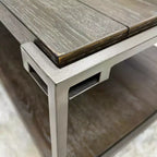 Table d'appoint de salon Roundhill Furniture Corbeta avec cadre en métal, plateau en bois et étagère, Graphite vieilli