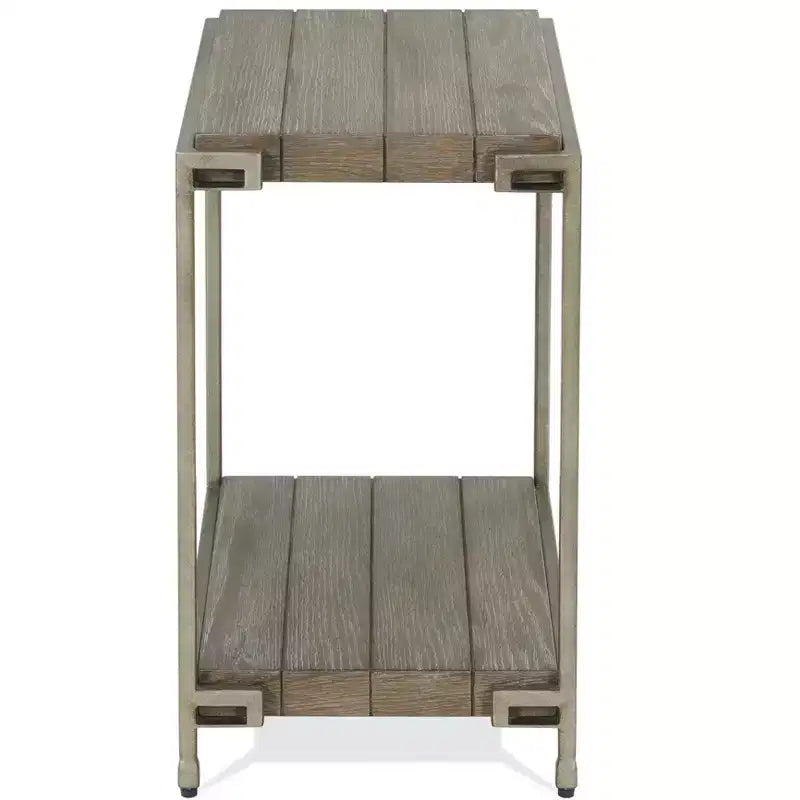 Table d'appoint de salon Roundhill Furniture Corbeta avec cadre en métal, plateau en bois et étagère, Graphite vieilli