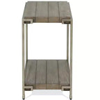 Table d'appoint de salon Roundhill Furniture Corbeta avec cadre en métal, plateau en bois et étagère, Graphite vieilli