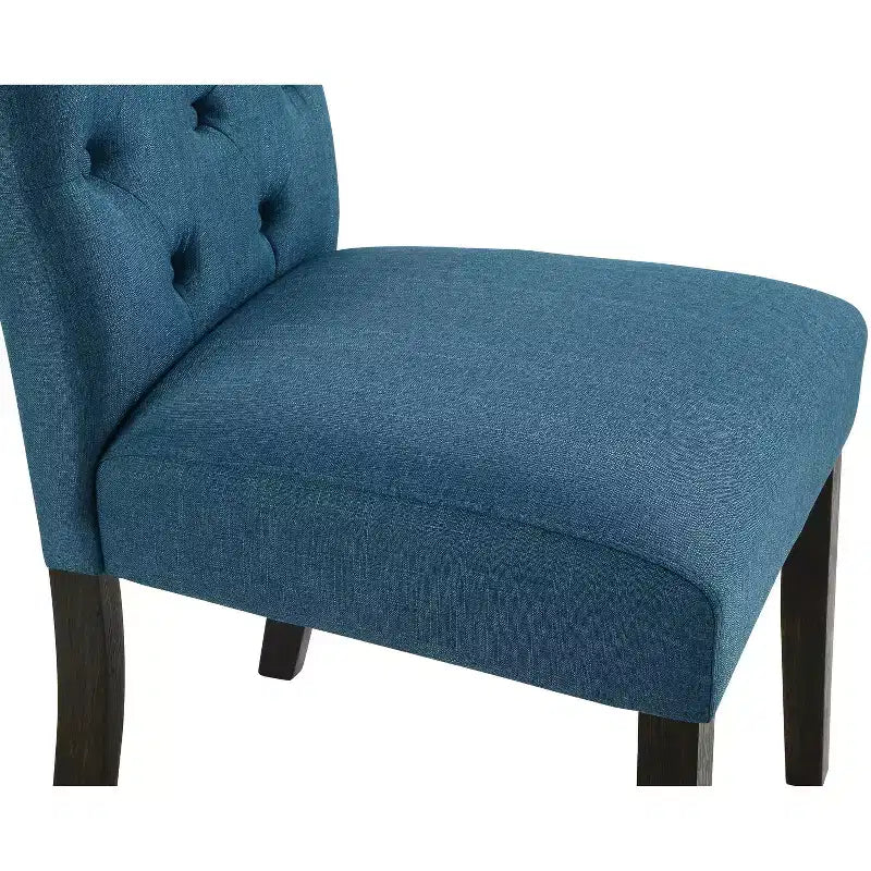 Roundhill Furniture Chaise de salle à manger capitonnée en bois massif Leviton Asons, bleue, lot de 2