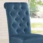 Roundhill Furniture Chaise de salle à manger capitonnée en bois massif Leviton Asons, bleue, lot de 2