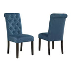 Roundhill Furniture Chaise de salle à manger capitonnée en bois massif Leviton Asons, bleue, lot de 2