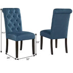 Roundhill Furniture Chaise de salle à manger capitonnée en bois massif Leviton Asons, bleue, lot de 2