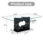 Une table basse rectangulaire moderne et élégante de 120*65*45 cm avec un plateau en verre trempé et des pieds en MDF noir pour le salon