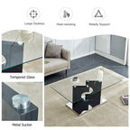 Une table basse rectangulaire moderne et élégante de 120*65*45 cm avec un plateau en verre trempé et des pieds en MDF noir pour le salon