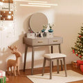 Liannon Contemporary Wood Vanity and Stool Set, Gold