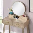 Ensemble meuble-lavabo et tabouret Liannon en bois contemporain, or