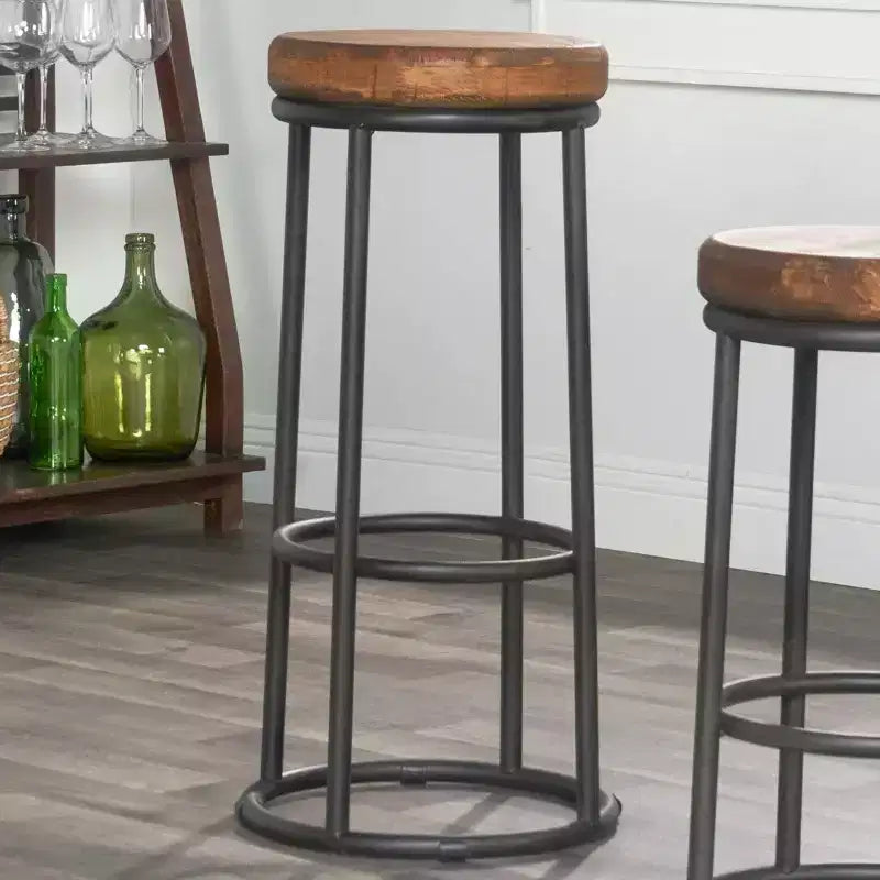 Tabouret de bar classique Christopher Knight Home Victoria en bois et métal de 76 cm avec repose-pieds, marron/noir