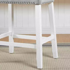 Tabourets de bar Roundhill Furniture Morovo, lot de 2, en velours, avec sièges rembourrés en forme de selle, finition blanchie, gris