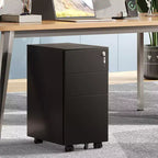 Classeur vertical mince de 11,8 po, classeur mobile à 3 tiroirs pour bureau à domicile, organisateur de documents peu encombrant avec serrure
