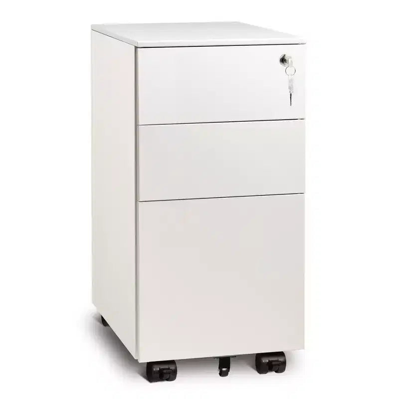 Classeur vertical mince de 11,8 po, classeur mobile à 3 tiroirs pour bureau à domicile, organisateur de documents peu encombrant avec serrure