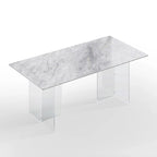 Table à manger rectangulaire moderne de luxe italienne en pierre frittée de 1,8 M avec support en acrylique - 1,8 M