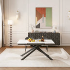 Ensemble de salle à manger rectangulaire extensible en pierre frittée à pieds croisés de 9 pièces avec 8 chaises pour la maison ou la villa
