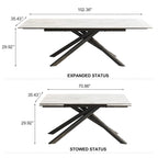 Ensemble de salle à manger rectangulaire extensible en pierre frittée à pieds croisés de 9 pièces avec 8 chaises pour la maison ou la villa