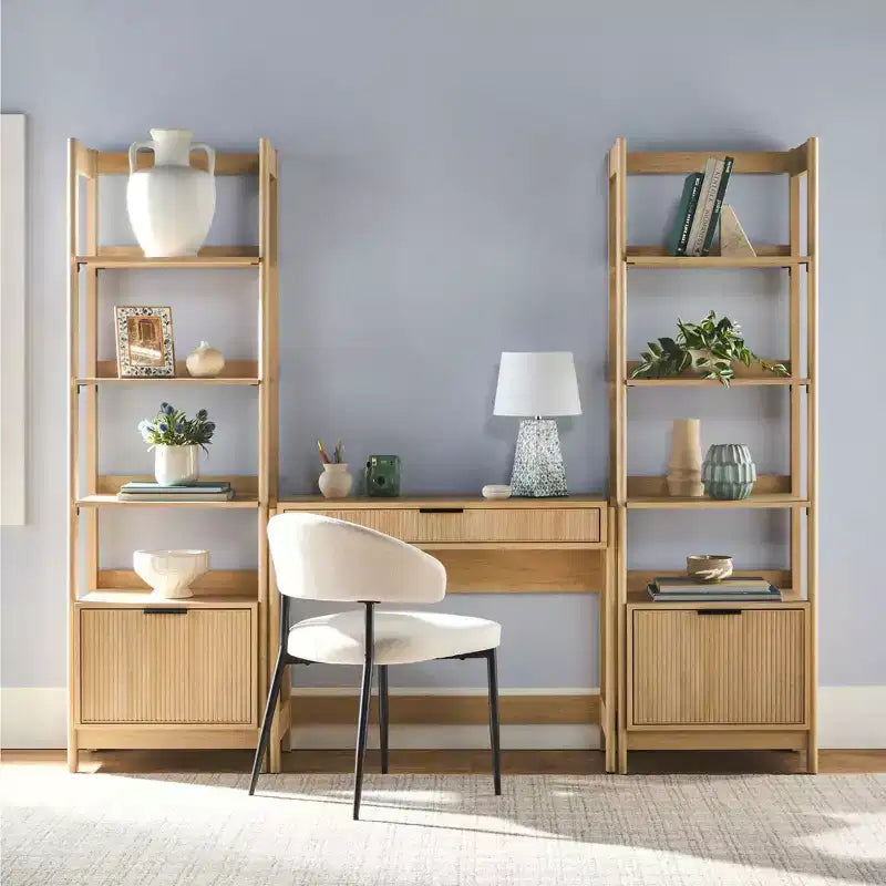 Bureau de travail 3 pièces de style transitionnel Saracina Home avec 2 bibliothèques étroites