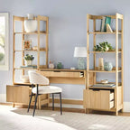 Bureau de travail 3 pièces de style transitionnel Saracina Home avec 2 bibliothèques étroites