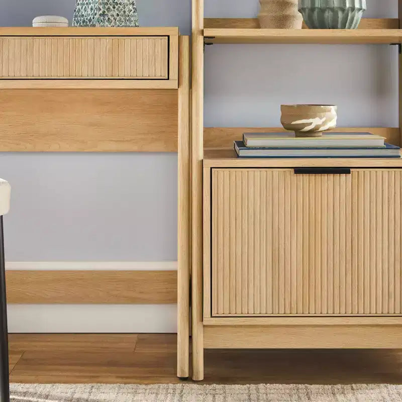 Bureau de travail 3 pièces de style transitionnel Saracina Home avec 2 bibliothèques étroites