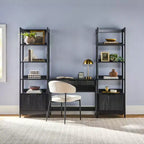 Bureau de travail 3 pièces de style transitionnel Saracina Home avec 2 bibliothèques étroites